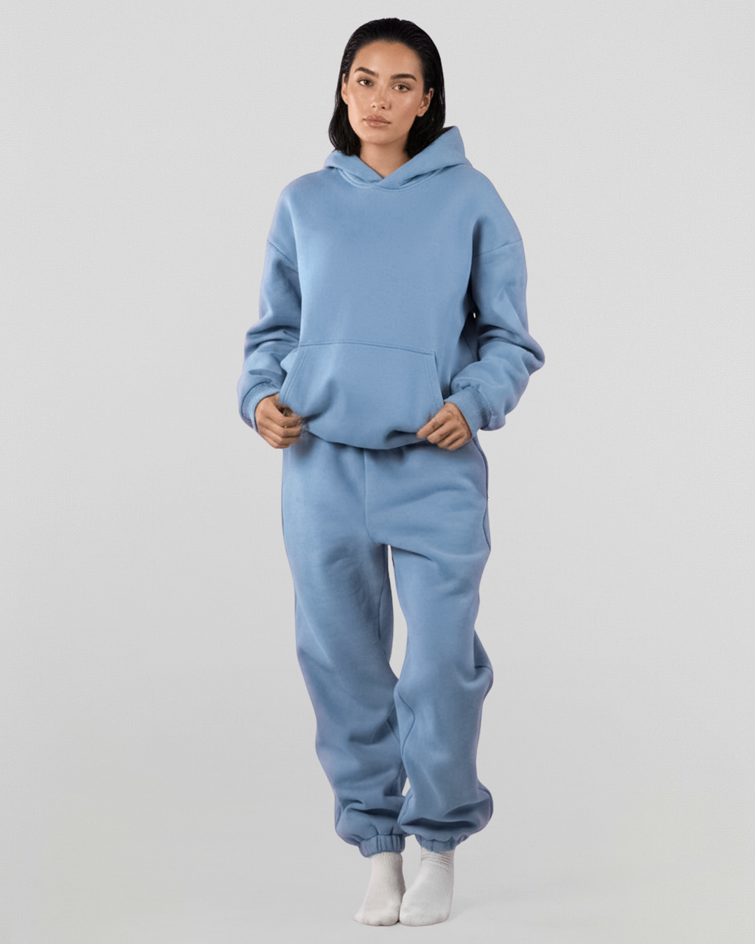 French Terry Hoodie - Smokey Blue