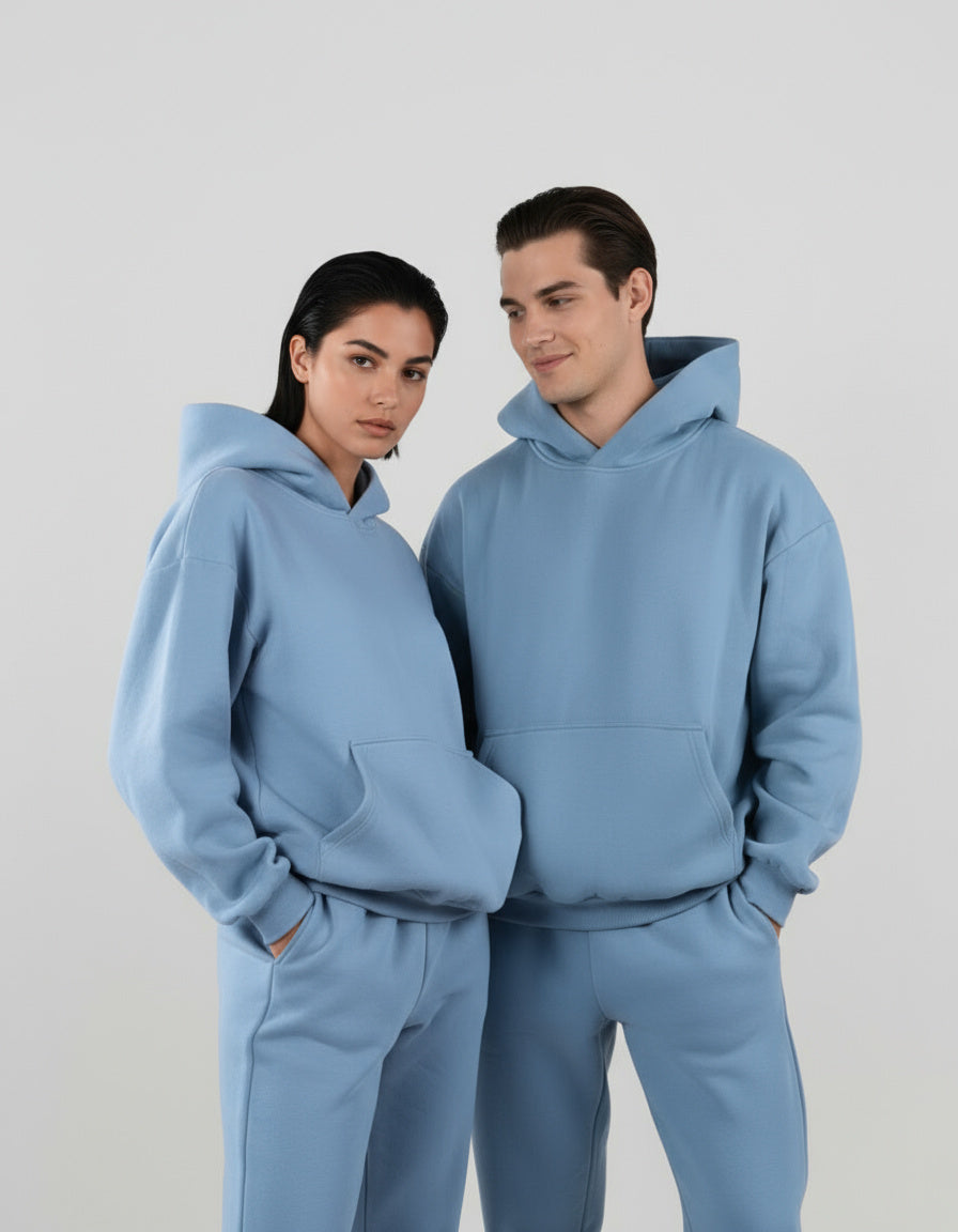 French Terry Hoodie - Smokey Blue