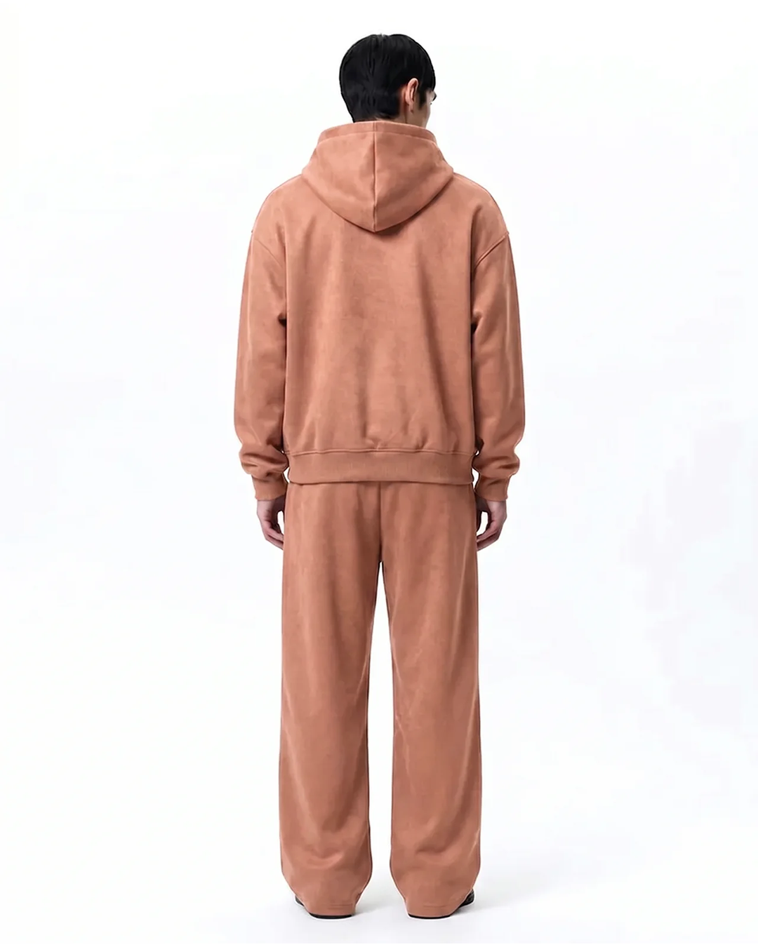 Men's Faux Suede Hoodie Wide Legs Sets - Timber