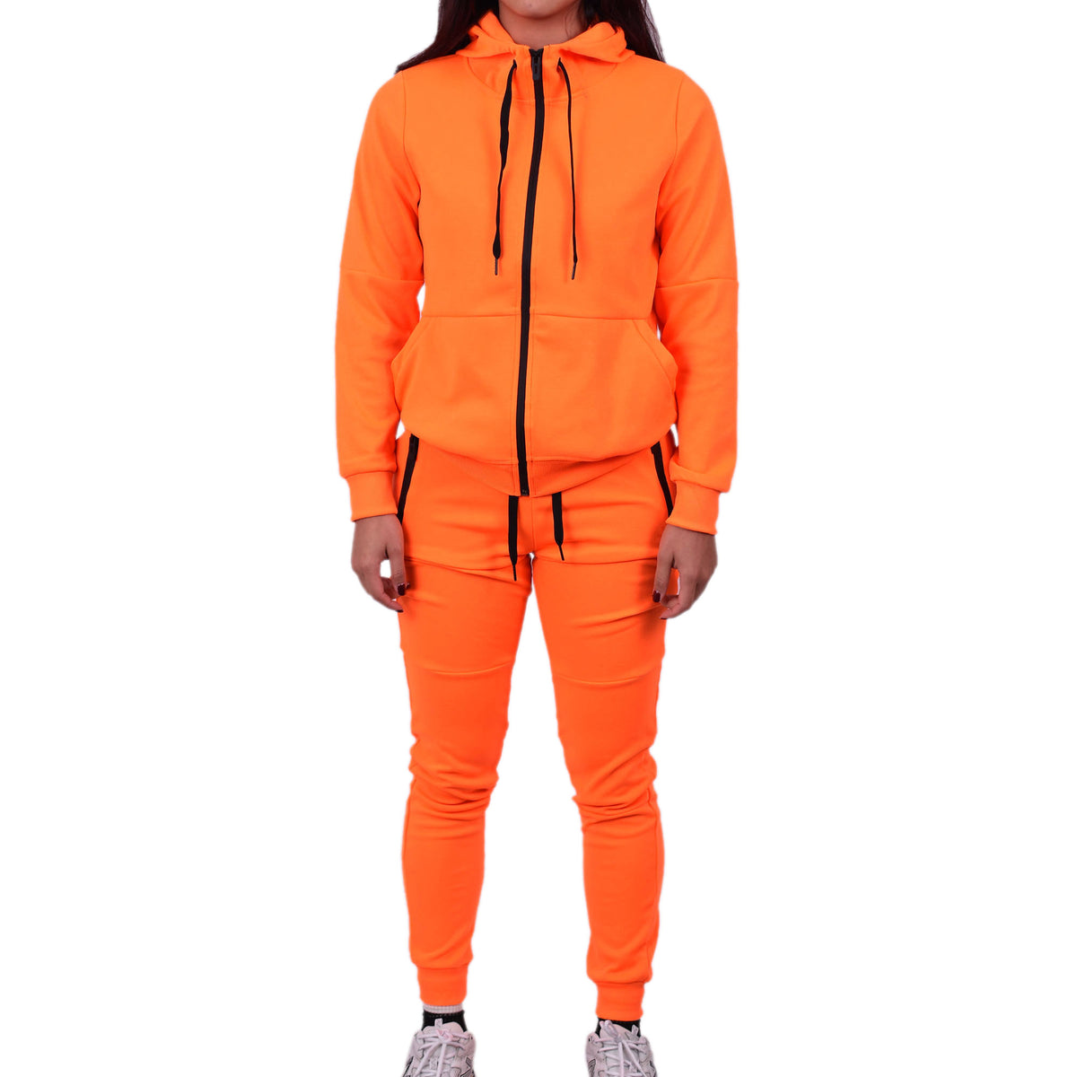 Women's Tech Fleece Tracksuit  - Neon Orange
