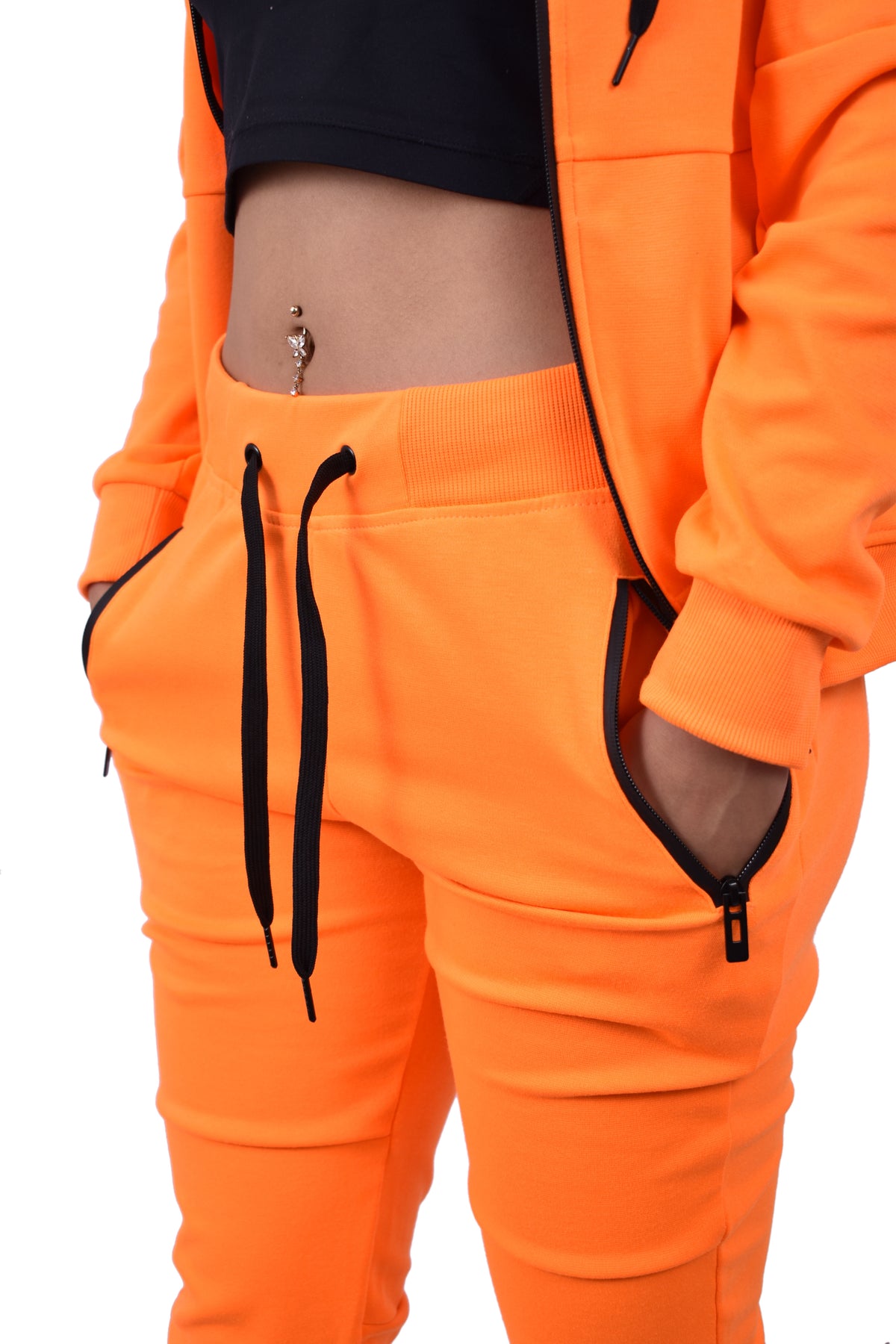Women's Tech Fleece Tracksuit  - Neon Orange