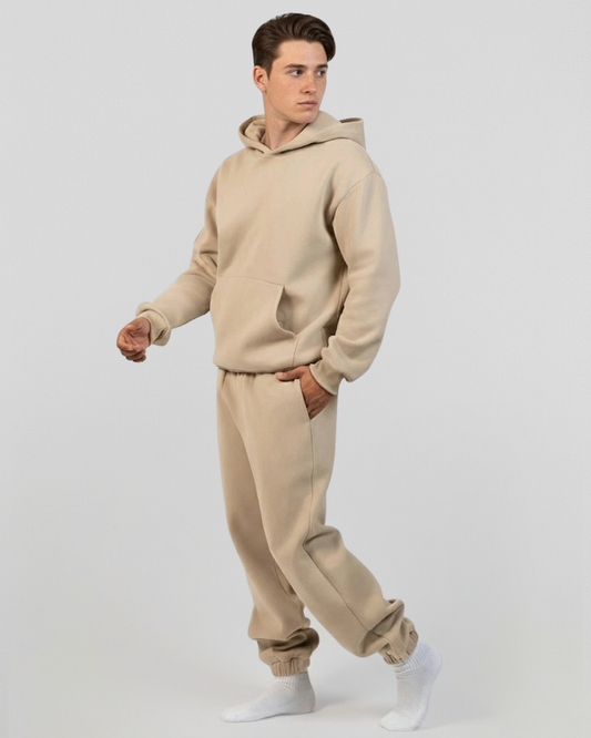 [F.S] French Terry Set - Khaki (Extra Oversized Fit)