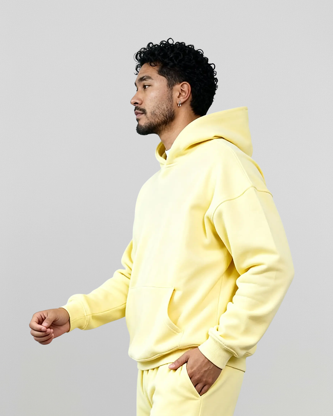 Men's Cotton Fleece Set - Yellow - Cream