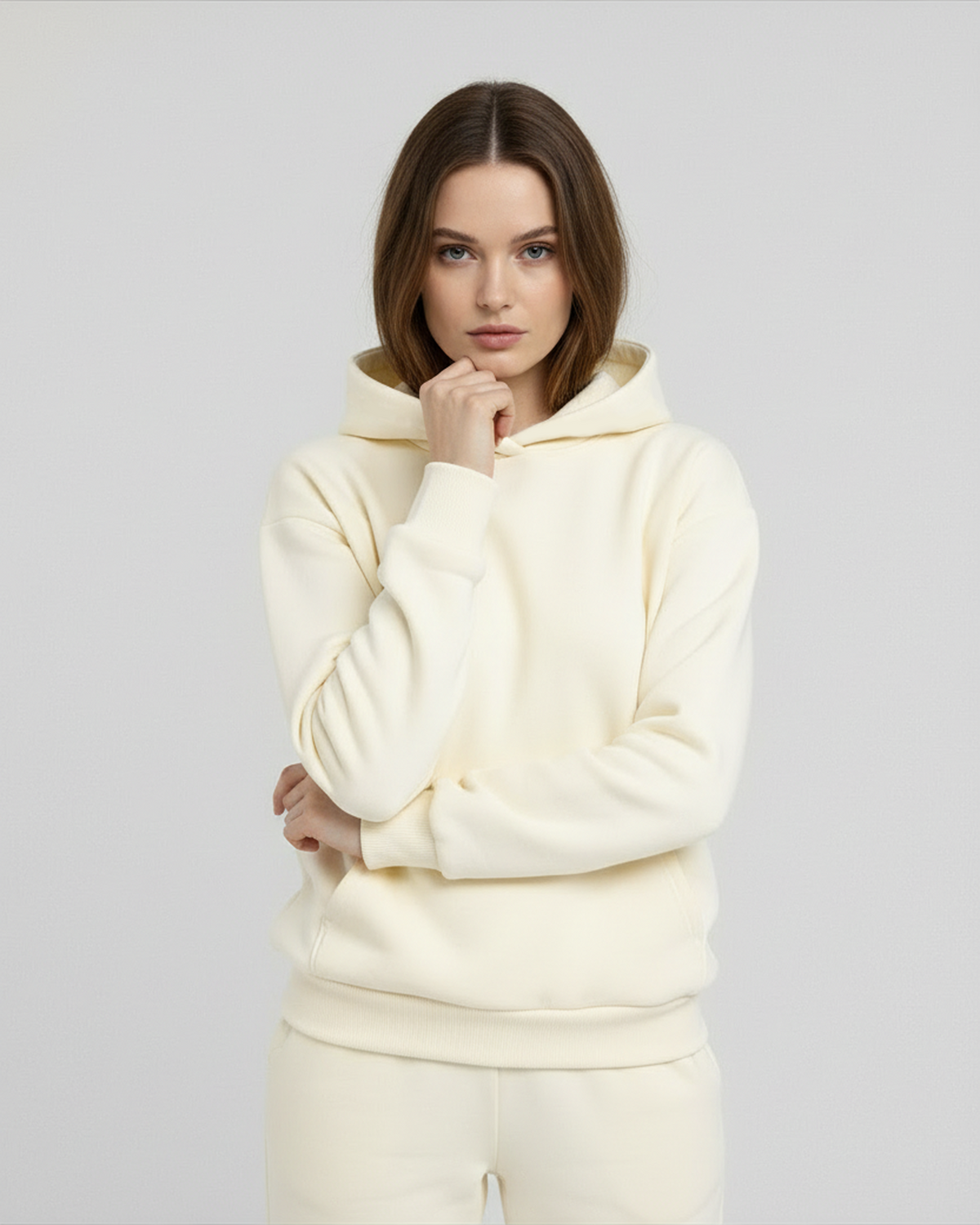 Women's Cotton Fleece Set - Cream