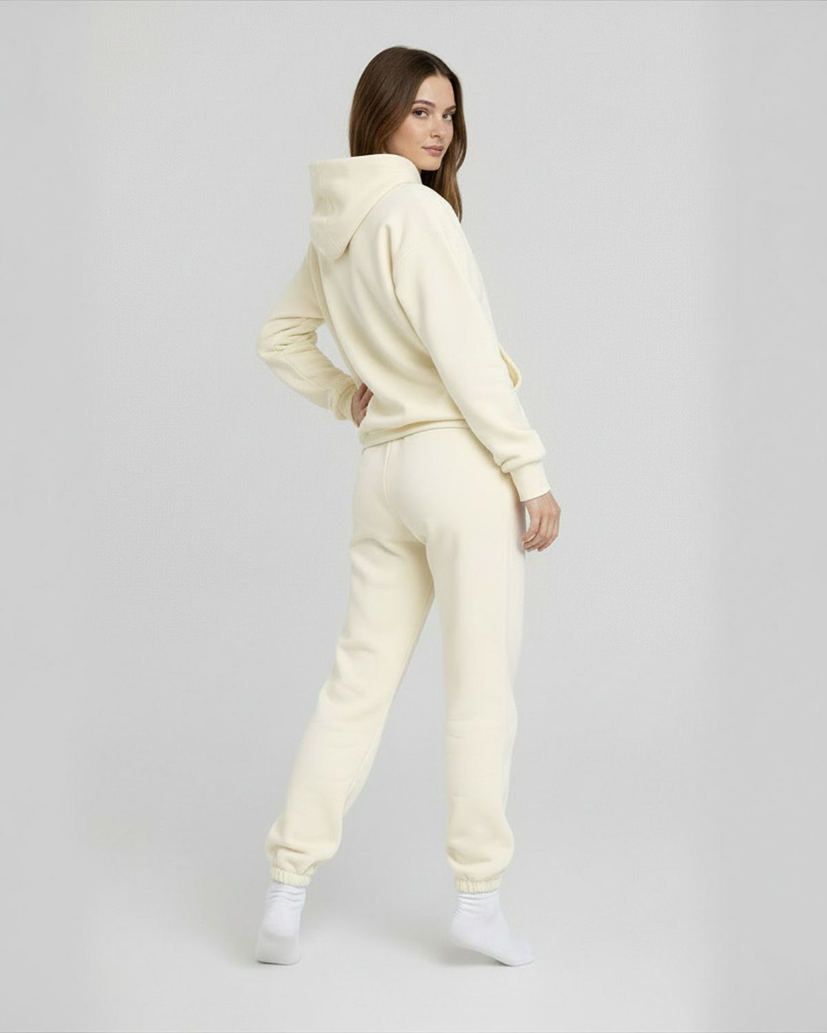 Women's Cotton Fleece Set - Cream