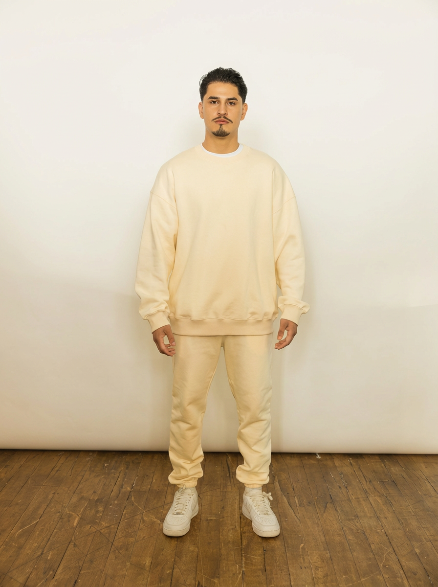 French Terry Crewneck Sweatshirt  - Butter Milk