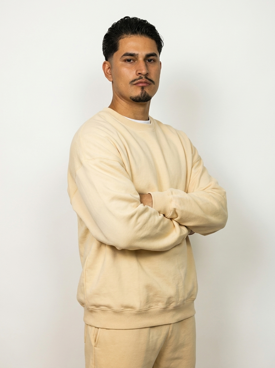 French Terry Crewneck Sweatshirt  - Butter Milk
