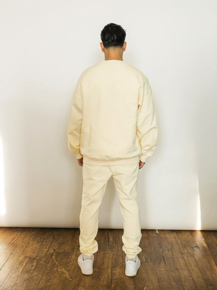 French Terry Crewneck Sweatshirt  - Butter Milk
