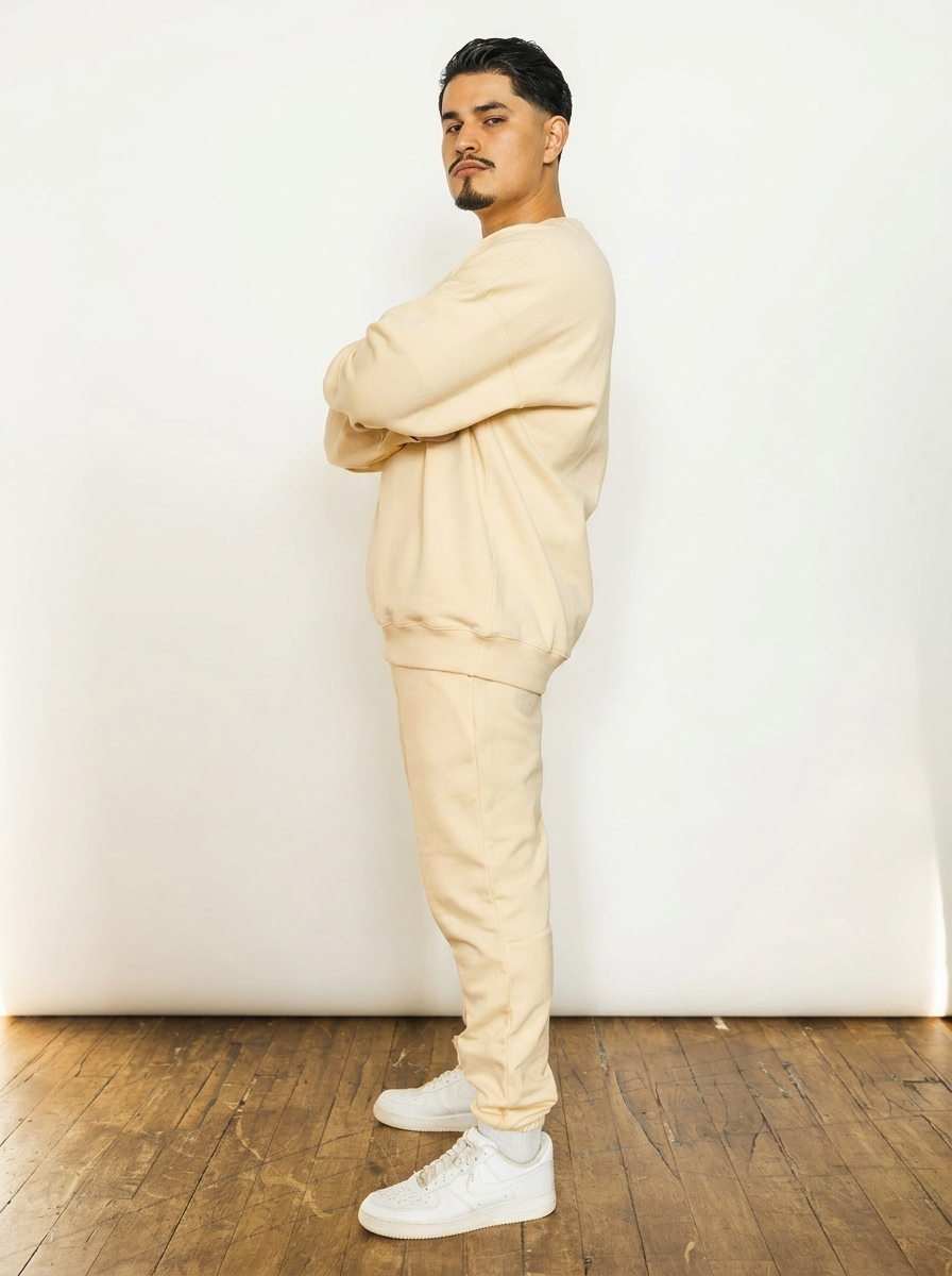 French Terry Crewneck Sweatshirt  - Butter Milk