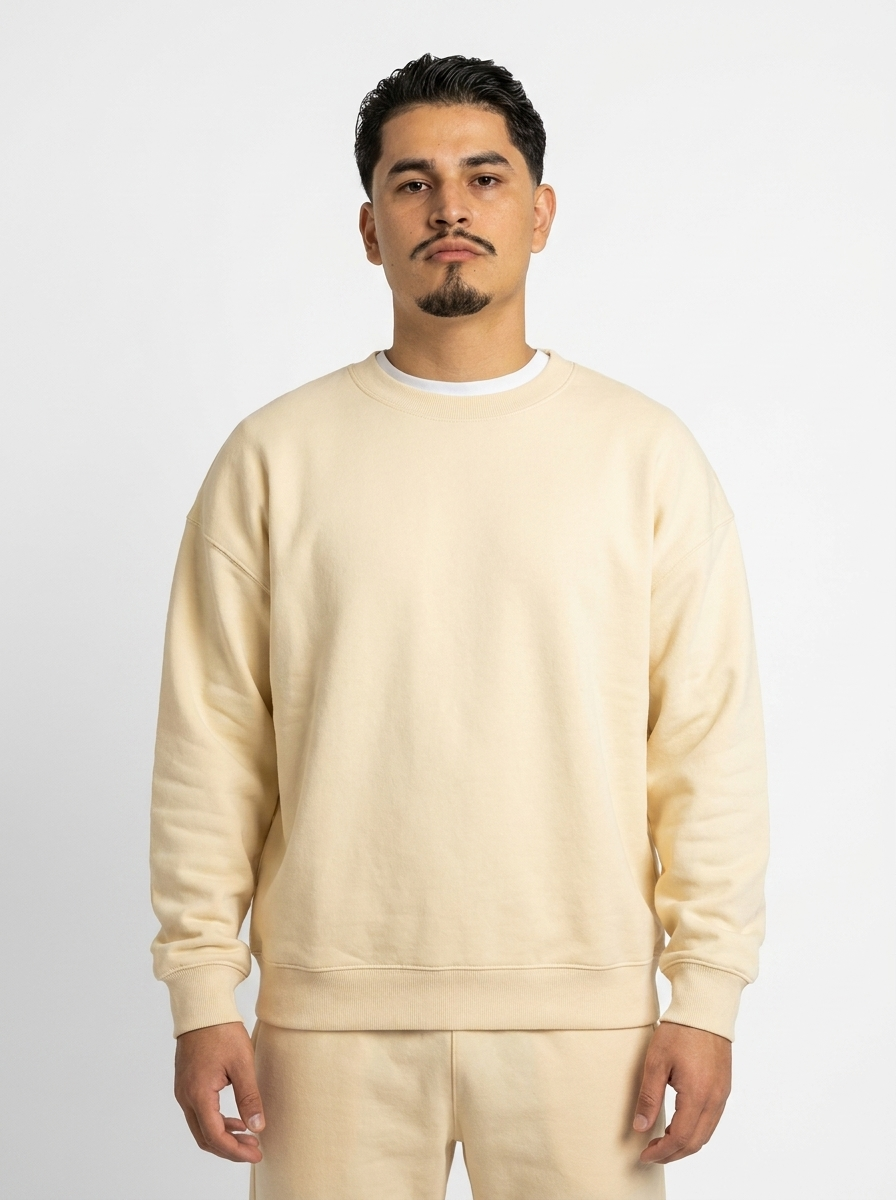 French Terry Crewneck Sweatshirt  - Butter Milk
