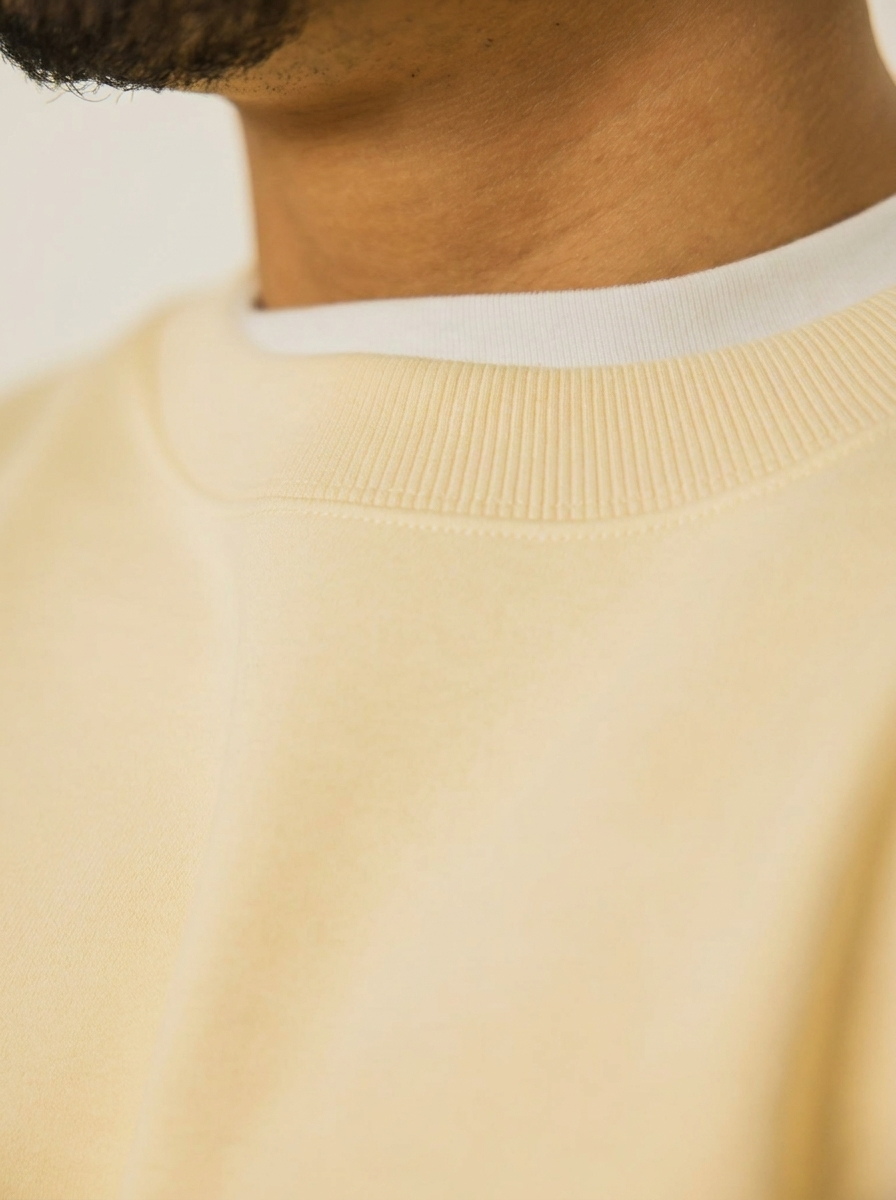 French Terry Crewneck Sweatshirt  - Butter Milk