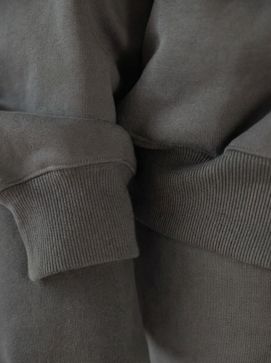 French Terry Double Zip Up - Dark Grey