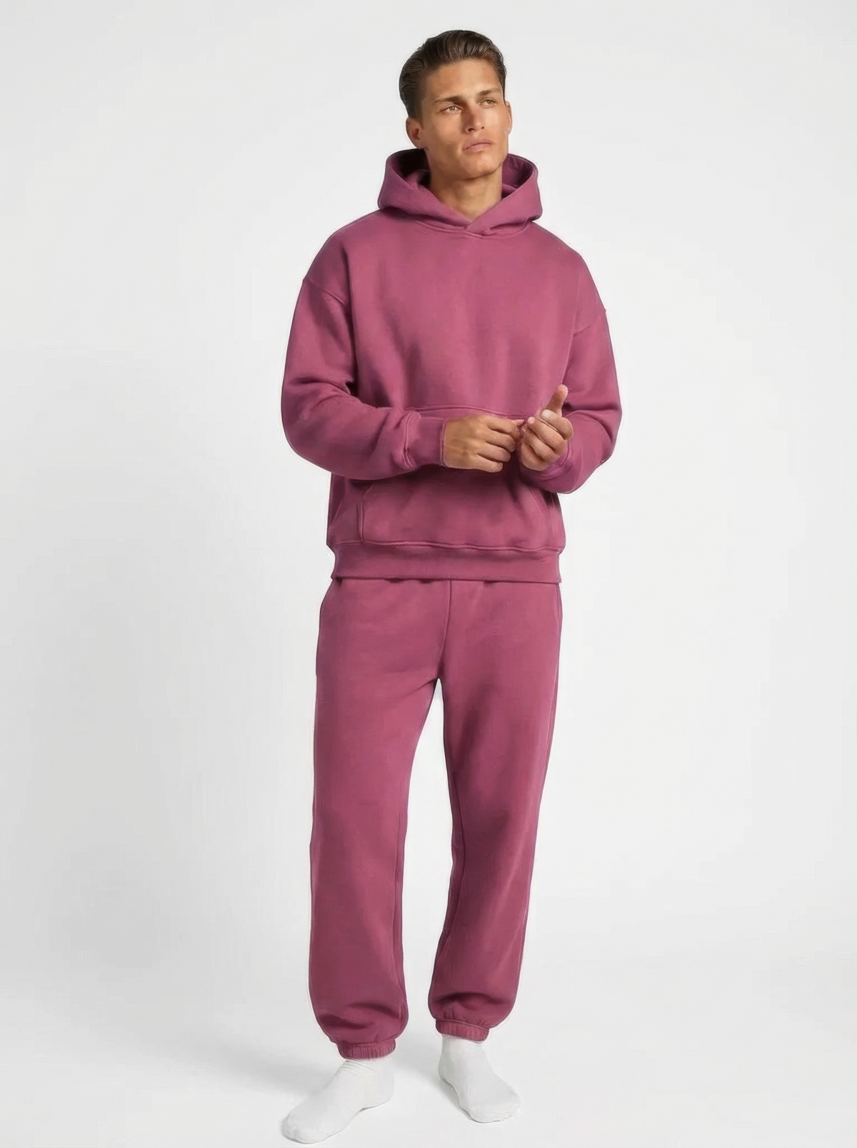 Men's Cotton Fleece Set - Crimson Red