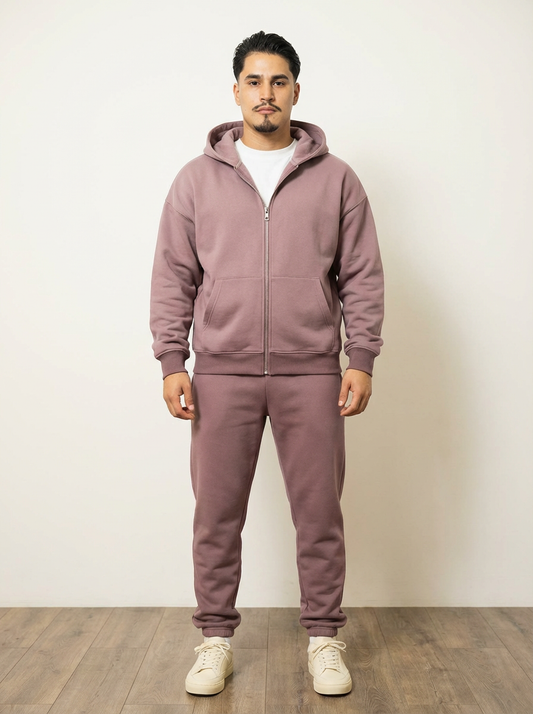 French Terry Double Zip Up - Shadow Purple