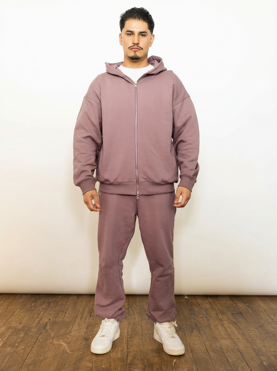 French Terry Double Zip Up - Shadow Purple