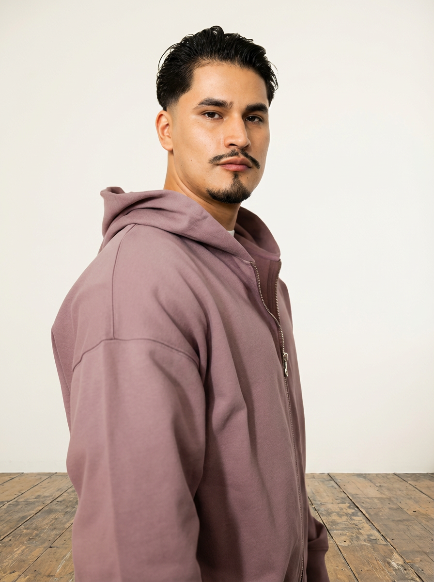 French Terry Double Zip Up - Shadow Purple