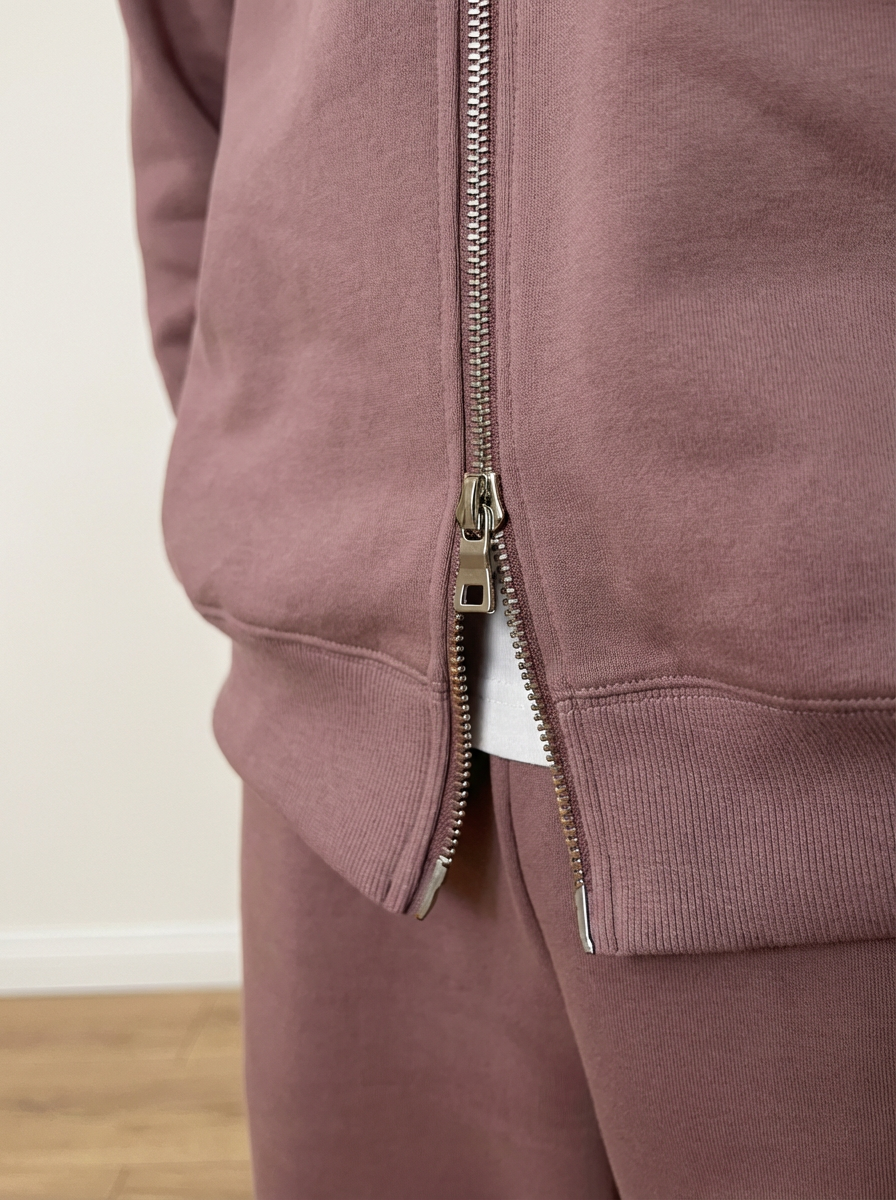 French Terry Double Zip Up - Shadow Purple