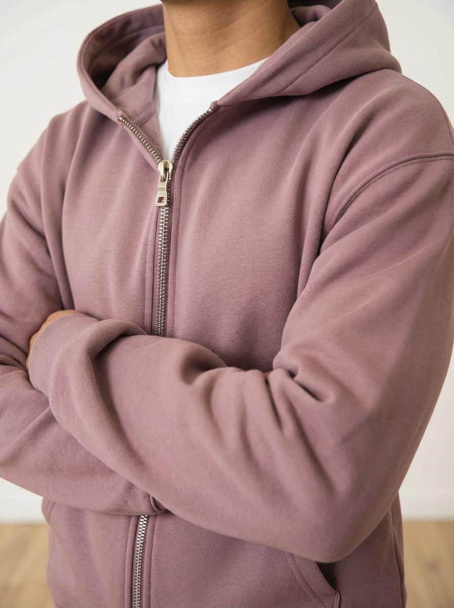 French Terry Double Zip Up - Shadow Purple