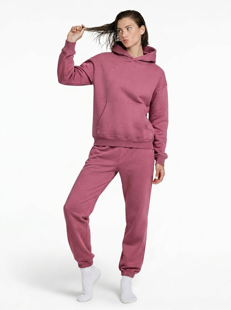 Women's Cotton Fleece Set - Crimson Red