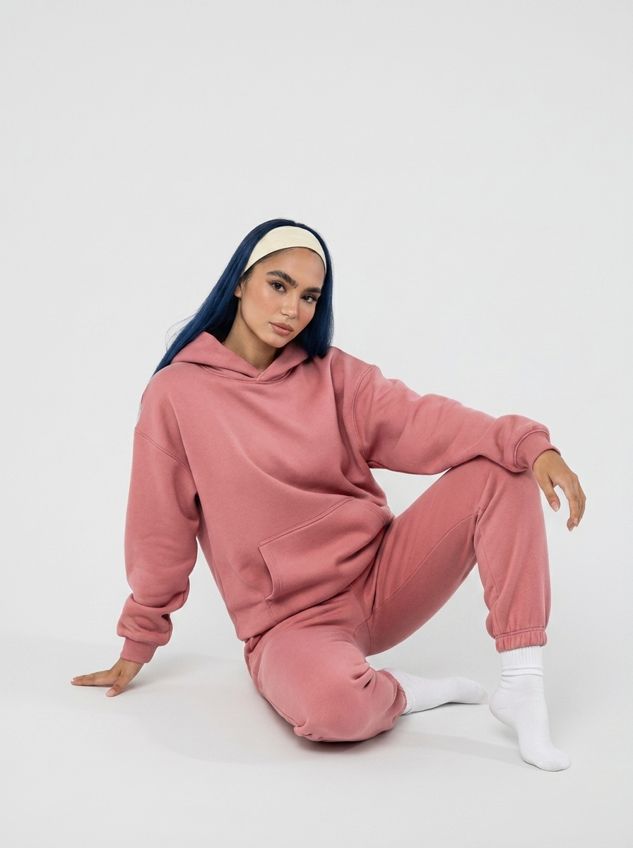 Women's Cotton Fleece Set - Rose Wine