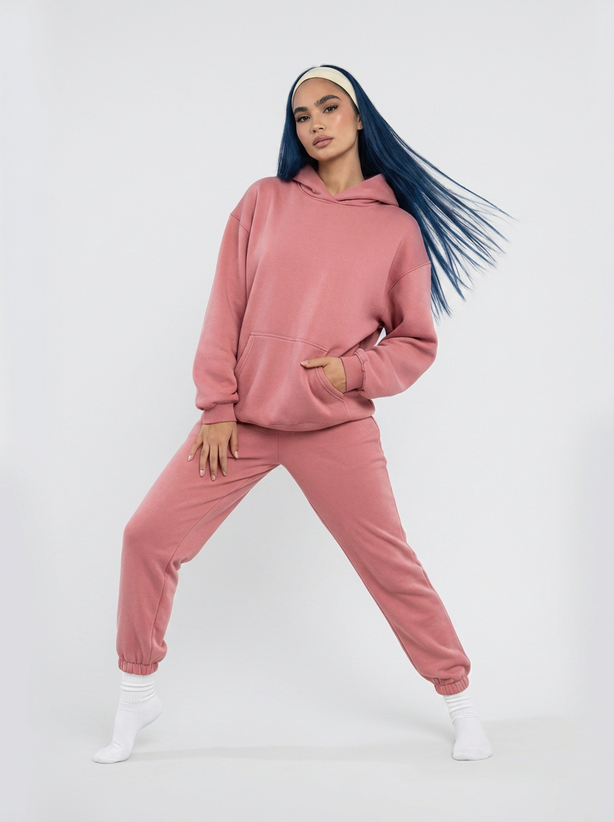 Women's Cotton Fleece Set - Rose Wine